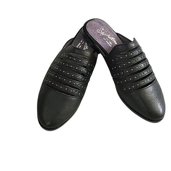 NWT Seychelles Leather Studs Embellished Cut Out Comfort Shoes Slip-on Mules - Picture 1 of 9